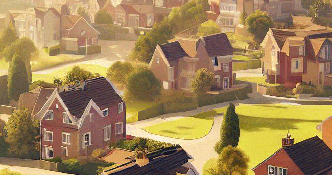 The unhealthy residential areas in the UK at present in photorealistic style